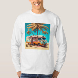 Retro camper en palmbomen t-shirt
