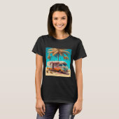 Retro camper en palmbomen t-shirt (Voorkant volledig)