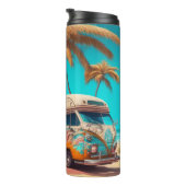 Retro camper en palmbomen thermosbeker (Geroteerd rechts)
