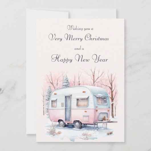 Retro Camper Kerst Kaart (Voorkant)