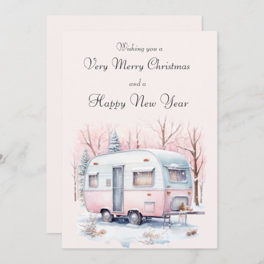  Retro Camper Kerst Kaart (Voorkant / Achterkant)