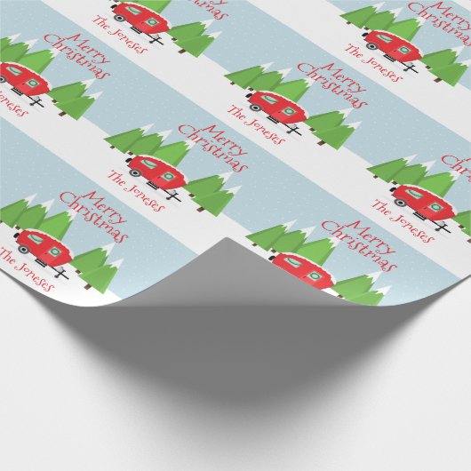 Retro Camper Kerstmis Cadeaupapier (Hoek)
