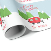 Retro Camper Kerstmis Cadeaupapier (Rol Hoek)