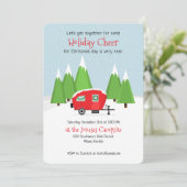 Retro Camper Kerstmis Kaart (Staand voorkant)