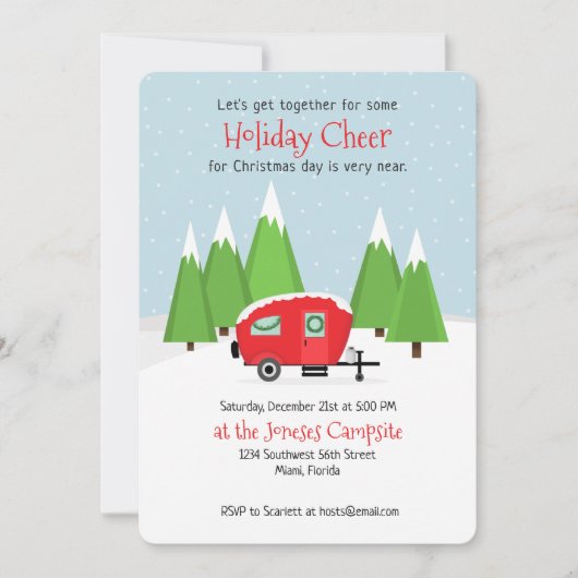 Retro Camper Kerstmis Kaart (Voorkant)