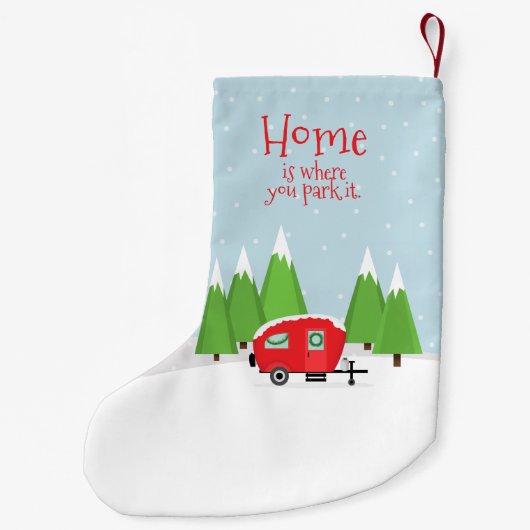 Retro Camper Kerstmis Kleine Kerstsok (Achterkant)