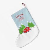 Retro Camper Kerstmis Kleine Kerstsok (Achterkant (Hangend))