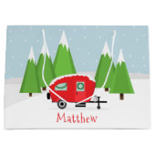 Retro Camper Kerstmis Large Cadeautasje (Voorkant)