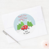 Retro Camper Kerstmis Ronde Sticker (Envelop)