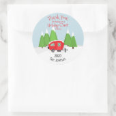 Retro Camper Kerstmis Ronde Sticker (Tas)