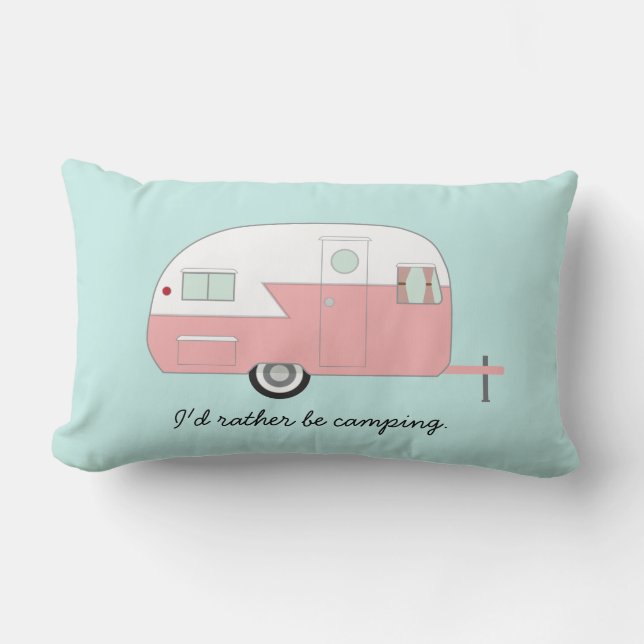 Retro Camper Kussen - Roze (Voorkant)