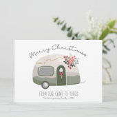 Retro Camper Merry-Kaart voor kerstmis Feestdagenkaart (Staand voorkant)