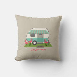 Retro Camper met Flamingos Pillow Kussen