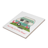 Retro Camper met flamingos Tegeltje (Zijkant)