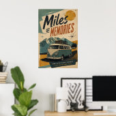 Retro Camper Mijlen Herinneringen Berg Reizen Kuns Poster (Thuiskantoor)