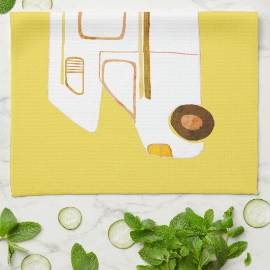 Retro Camper Motorhome RV Gele keukenhanddoeken (Gevouwen)