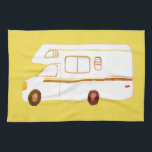 Retro Camper Motorhome RV Gele keukenhanddoeken<br><div class="desc">Decoreer je keuken met deze coole handdoek. Het maakt een geweldige huisopwarming of een cadeau ter gelegenheid van de verjaardag! U kunt het aanpassen en tekst ook toevoegen. Bekijk mijn winkel voor nog veel meer kleuren en patronen,  plus bijpassende keukenspullen!</div>