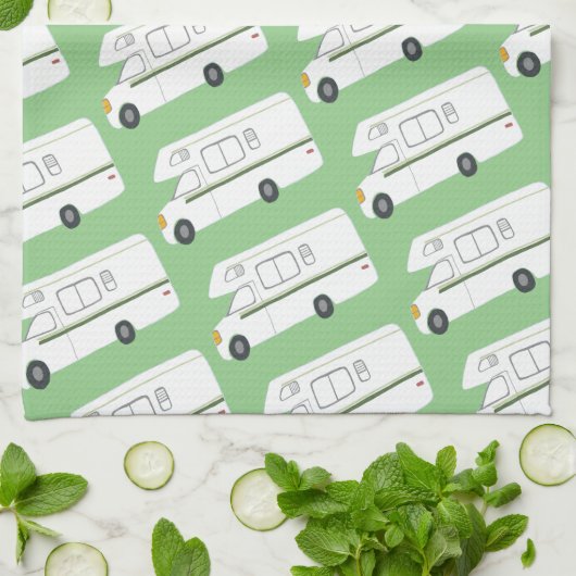Retro Camper Motorhome RV groene keukenhanddoeken (Gevouwen)