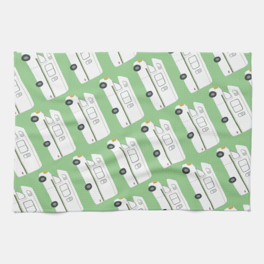 Retro Camper Motorhome RV groene keukenhanddoeken (Horizontaal)