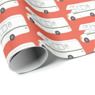 Retro Camper Motorhome RV rood verpakkingspapier Cadeaupapier