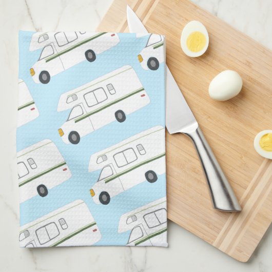 Retro Camper Motorhome RV roze keukenhanddoeken (Quarter Fold)