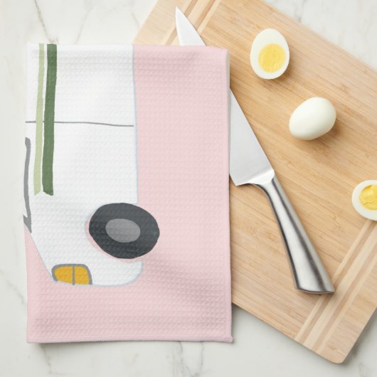 Retro Camper Motorhome RV roze keukenhanddoeken (Quarter Fold)