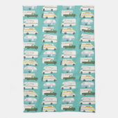 Retro Camper Motorhome RV Vanlife Blauwgroen Theedoek (Verticaal)