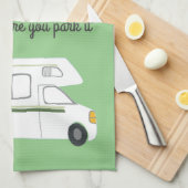 Retro Camper Motorhome RV Vanlife Green Theedoek (Quarter Fold)