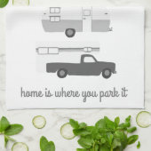 Retro Camper Motorhome RV Vanlife Grey White Theedoek (Gevouwen)