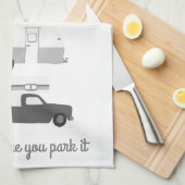 Retro Camper Motorhome RV Vanlife Grey White Theedoek (Quarter Fold)