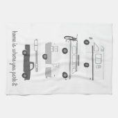 Retro Camper Motorhome RV Vanlife Grey White Theedoek (Horizontaal)