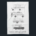 Retro Camper Motorhome RV Vanlife Grey White Theedoek<br><div class="desc">Thuis is waar je het parkeert! Decoreer je keuken met deze coole handdoek. Het maakt een geweldige huisopwarming of een cadeau ter gelegenheid van de verjaardag! U kunt het aanpassen en tekst ook toevoegen. Bekijk mijn winkel voor nog veel meer kleuren en patronen,  plus bijpassende keukenspullen!</div>