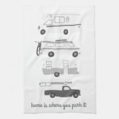 Retro Camper Motorhome RV Vanlife Grey White Theedoek (Verticaal)