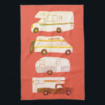 Retro Camper Motorhome RV Vanlife Red Distance Theedoek<br><div class="desc">Decoreer uw keuken met deze coole handdoek met een RV,  trailer,  campervan en vrachtwagenkampeerwagen. Het maakt een geweldige huisopwarming of een cadeau ter gelegenheid van de verjaardag! U kunt het aanpassen en tekst ook toevoegen. Bekijk mijn winkel voor nog veel meer kleuren en patronen,  plus bijpassende keukenspullen!</div>