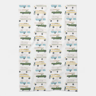 Retro Camper Motorhome RV Vanlife White Theedoek