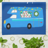 Retro Camper Motorhome RV Vanlife Xmas Theedoek (Gevouwen)