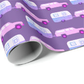 Retro Camper Motorhome Trailer Pink Paars Cadeaupapier (Rol Hoek)