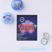 Retro Camper Neon Borden Afstudeerfeest Flyer (Enkel)