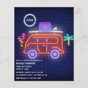 Retro Camper Neon ondertekent graduatie Party Flyer