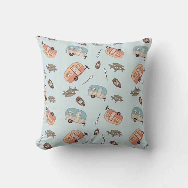 Retro Camper Throw Pillow Kussen (Voorkant)