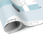 Retro Camper Trailer blauw verpakkingspapier Cadeaupapier (Rol Hoek)