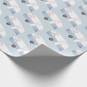 Retro Camper Trailer blauw verpakkingspapier Cadeaupapier (Hoek)