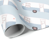 Retro Camper Trailer blauw verpakkingspapier Cadeaupapier (Rol Hoek)