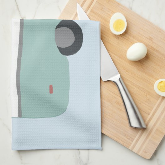 Retro Camper Trailer blue keukenhanddoek (Quarter Fold)