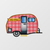 RETRO CAMPER TRAILER CHRISTMAS WINDOW CLING RAAMSTICKER (Vel)