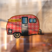 RETRO CAMPER TRAILER CHRISTMAS WINDOW CLING RAAMSTICKER (Vel 2)