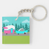 Retro Camper / Trailer en Acrylische Sleutelhanger (Achterkant)