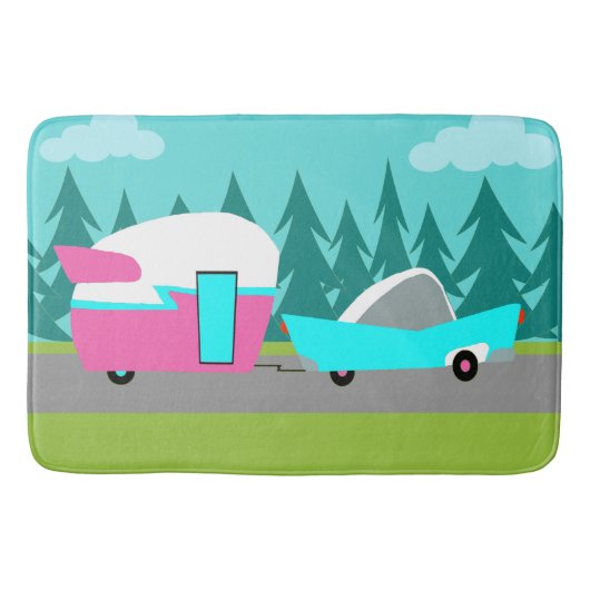Retro Camper/Trailer en Auto Bath Mat (Voorkant)