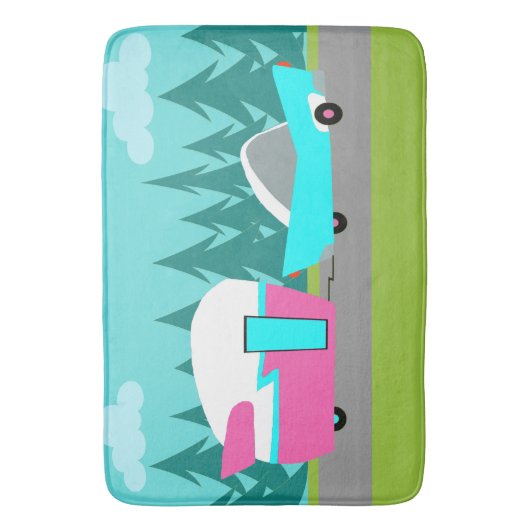 Retro Camper/Trailer en Auto Bath Mat (Voorkant Verticaal)