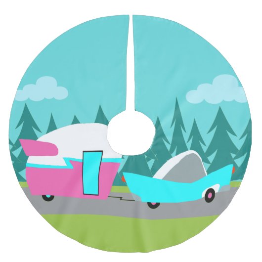 Retro Camper/Trailer en autoboomrokken Kerstboom Rok (Voorkant)